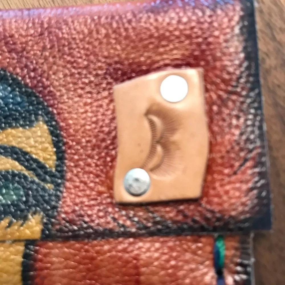 Leathercraft original artwork!Small versatile multi colored envelope clutch. - Picture 7 of 7